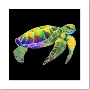 Green & Yellow Sea Turtle Posters and Art